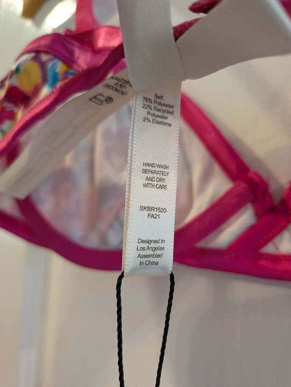 For Love & Lemons Watercolor Floral Bra Pink Satin Feminine Romantic Size M NWT